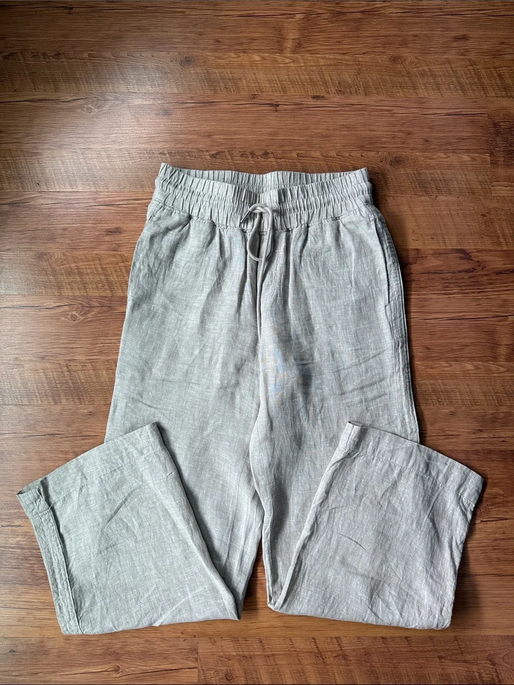 Quince Tan Wide-Leg Drawstring Linen Pants